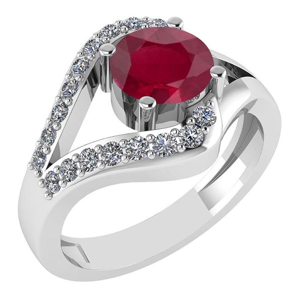 Certified 1.07 Ctw Ruby And Diamond VS/SI1 Halo Ring 14