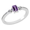 Certified 0.39Ctw Amethyst And Diamond 14k White Gold H