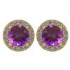 Certified 1.06 Ctw Amethyst And Diamond 18K Yellow Gold
