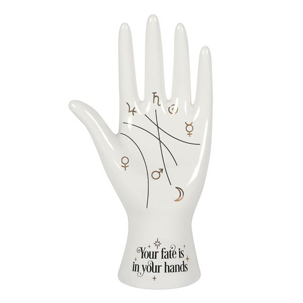 WHITE CERAMIC PALMISTRY HANG FIGURINE