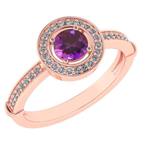 Certified 0.94 Ctw Amethyst And Diamond 14k Rose Gold R