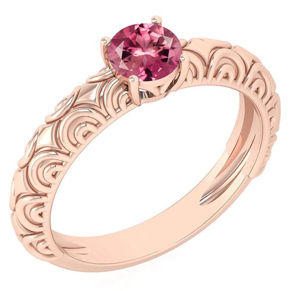 Certified 0.45 Ctw Pink Tourmaline Solitaire Ring with