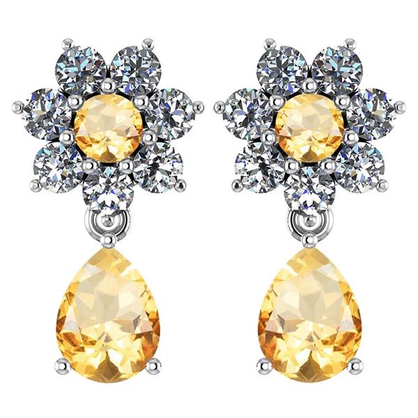 Certified 4.86 Ctw Citrine And Diamond 18K White Gold H