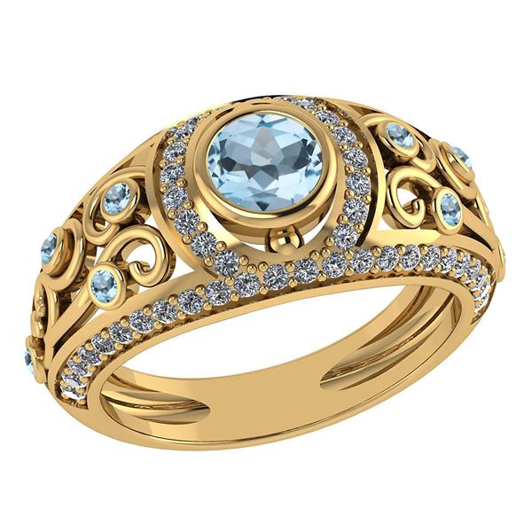 Certified 1.08 Ctw Aquamarine And Diamond Wedding/Engag