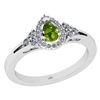 Image 1 : Certified 1.27 Ctw I2/I3 Peridot And Diamond 10K White