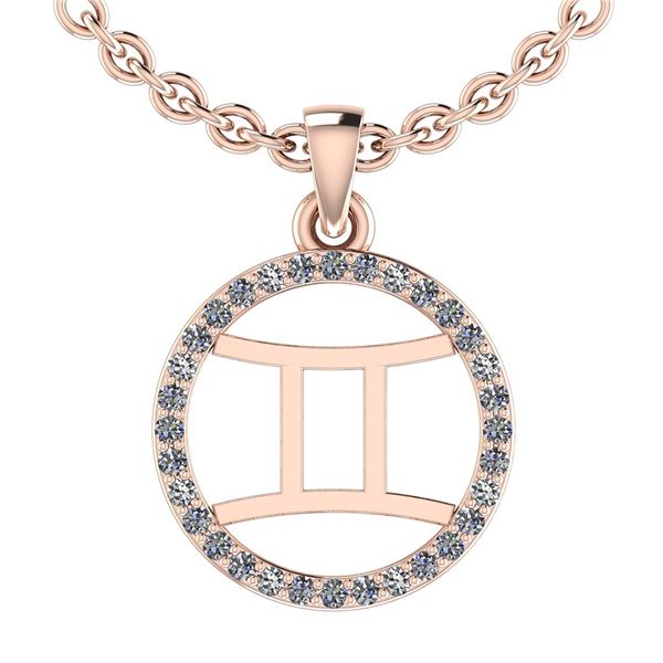 Certified 0.12 Ctw SI2/I1 Diamond 14K Rose Gold Zodiac