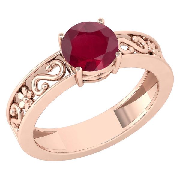 Certified 1.25 Ctw Ruby Solitaire Ring with Filigree St