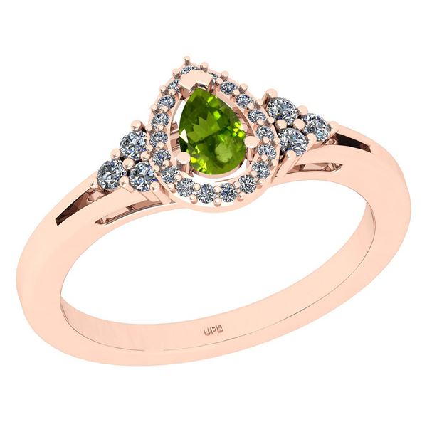 Certified 1.27 Ctw I2/I3 Peridot And Diamond 10K Rose G