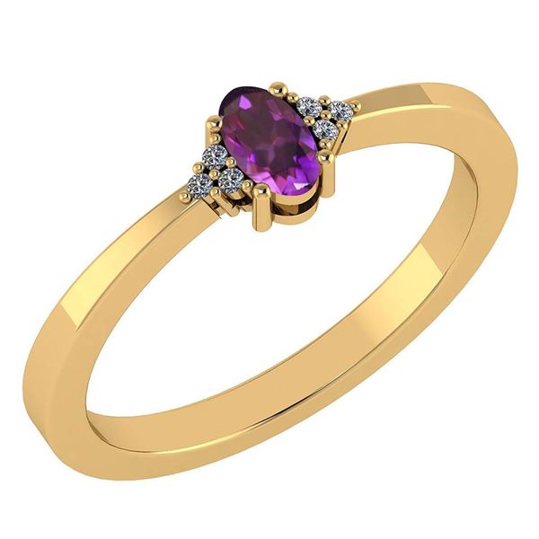 Certified 0.24 CTW Amethyst And Diamond 14k Yellow Gold