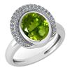 Image 1 : Certified 2.82 Ctw Peridot And Diamond VS/SI1 Halo Ring