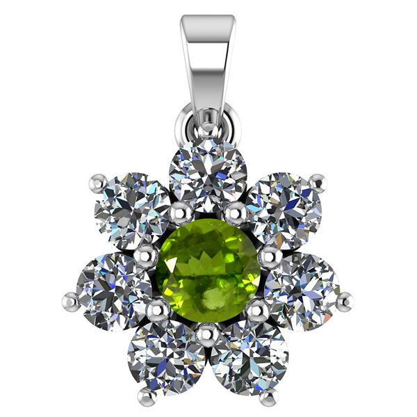 Certified 0.93 Ctw Peridot And Diamond 14k White Gold H