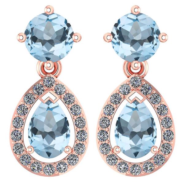 Certified 2.19 CTW Aquamarine And Diamond 14k Rose Gold