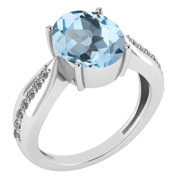 Certified 5.30 Ctw Blue Topaz And Diamond VS/SI1 Ring 1