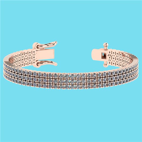 Certified 4.92 Ctw SI2/I1 Diamond 14K Rose Gold 3 Row B