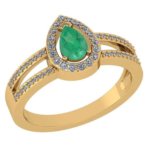 Certified 0.74 CTW Emerald And Diamond 14k Yellow Gold