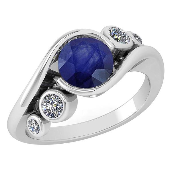 Certified 1.51 Ctw Blue Sapphire And Diamond VS/SI1 Hal