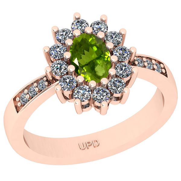 Certified 1.23 Ctw I2/I3 Peridot And Diamond 10K Rose G