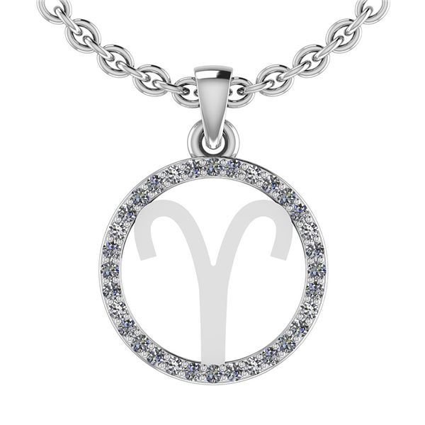 Certified 0.19 Ctw SI2/I1 Diamond 14K White Gold Zodiac