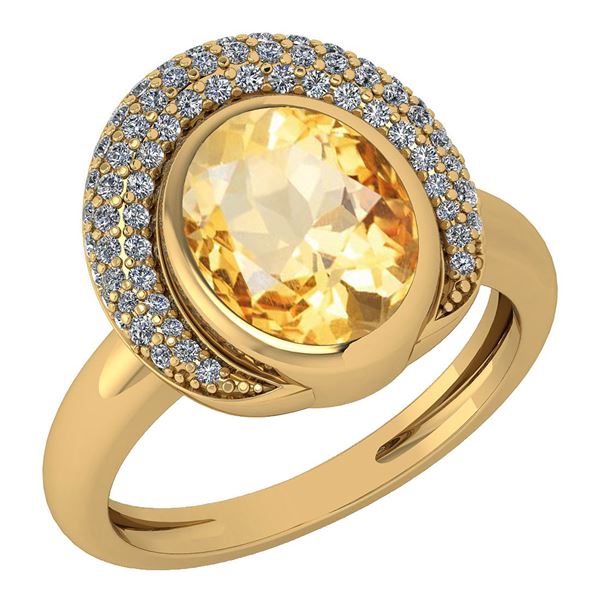 Certified 2.82 Ctw Citrine And Diamond VS/SI1 Halo Ring