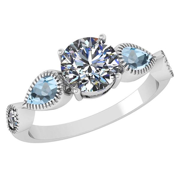 Certified 1.89 Ctw Aquamarine And Diamond Wedding/Engag