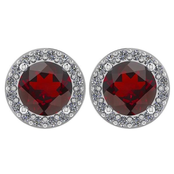 Certified 1.06 Ctw Garnet And Diamond 18K White Gold Ha