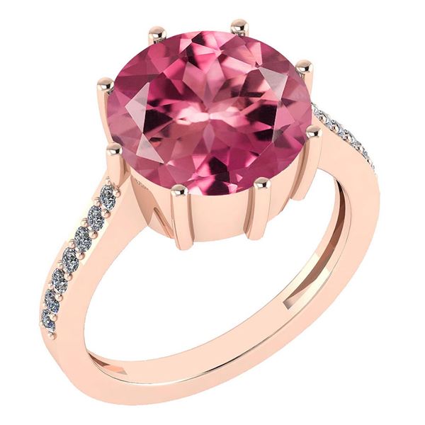 Certified 2.14 Ctw Pink Tourmaline And Diamond VS/SI1 E