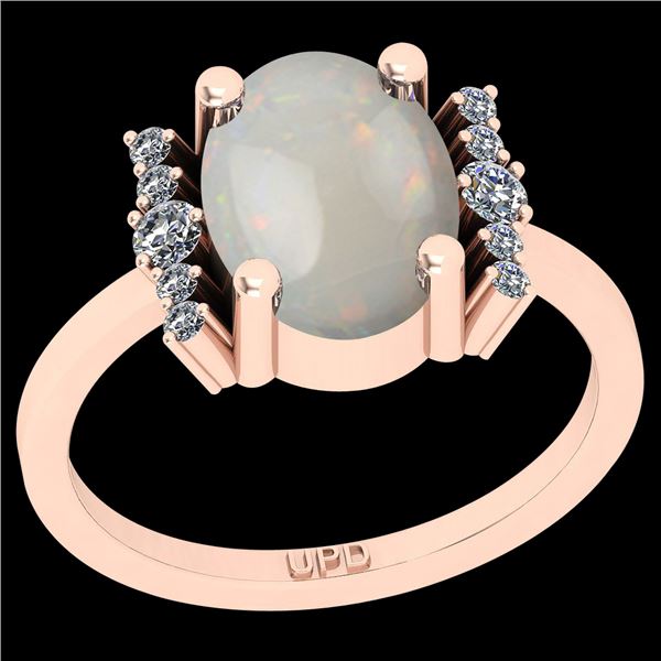 Certified 2.15 Ctw I2/I3 Opal And Diamond 10K Rose Gold