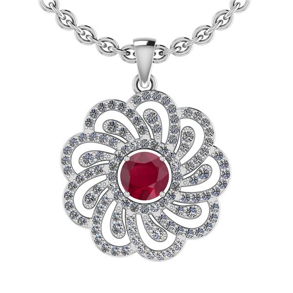 Certified 1.19 Ctw SI2/I1 Ruby And Diamond 14K White Go