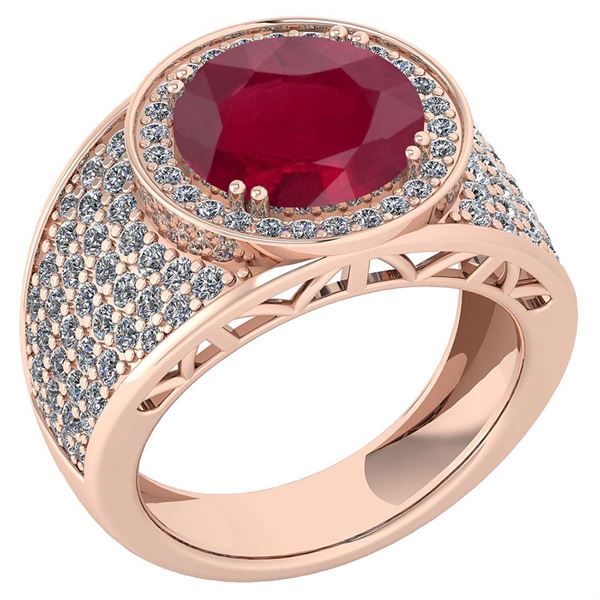 Certified 4.71 Ctw Ruby And Diamond VS/SI1 Unique Engag