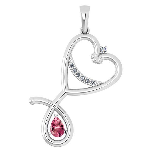 Certified 0.60 Ctw Pink Tourmaline And Diamond Pendant