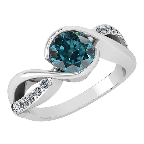 Certified 1.44 Ctw Treated Fancy Blue Diamond And White