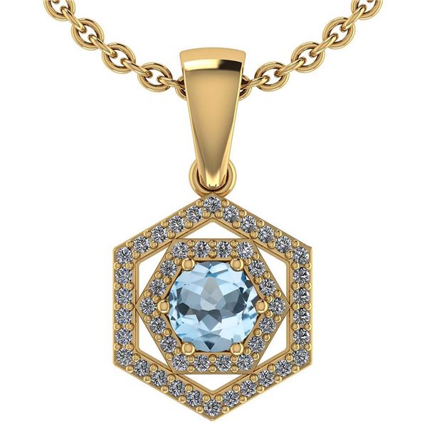 Certified 0.69 Ctw Aquamarine And Diamond 18K Yellow Go