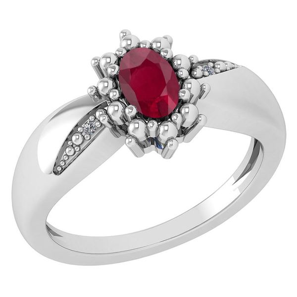 Certified 0.51 Ctw Ruby And Diamond 14k White Gold Halo