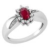 Certified 0.51 Ctw Ruby And Diamond 14k White Gold Halo