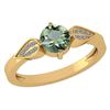 Image 1 : Certified 1.12 Ctw Green Amethyst And Diamond 14k Yello