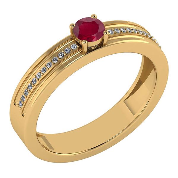 Certified 0.29 Ctw Ruby And Diamond 14k Yellow Gold Rin