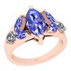 Image 1 : Certified 0.64 Ctw I2/I3 Tanzanite And Diamond 14K Rose