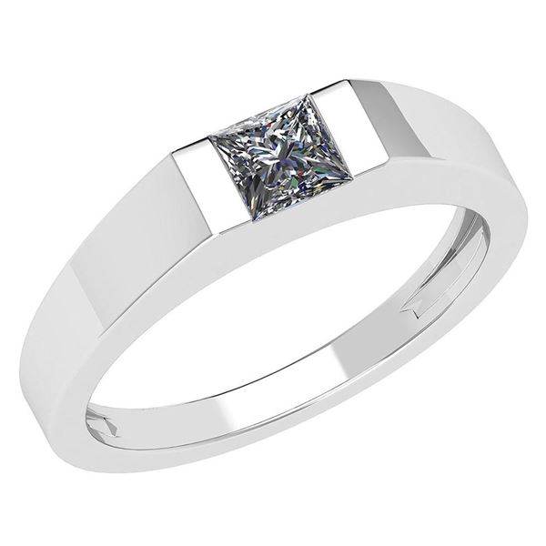 Certified 0.35 Ctw Diamond 14k White Gold Halo Mens Rin