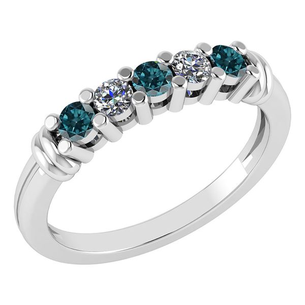 Certified 0.39 Ctw Treated Fancy Blue Diamond 14k Yello