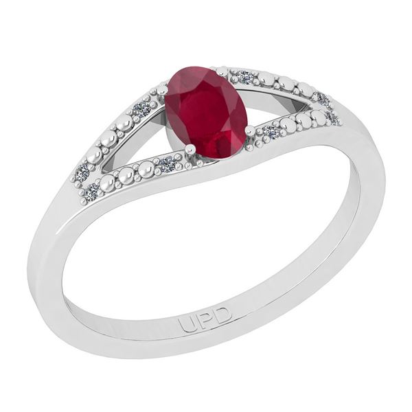 Certified 0.42 Ctw I2/I3 Ruby And Diamond 14K White Gol