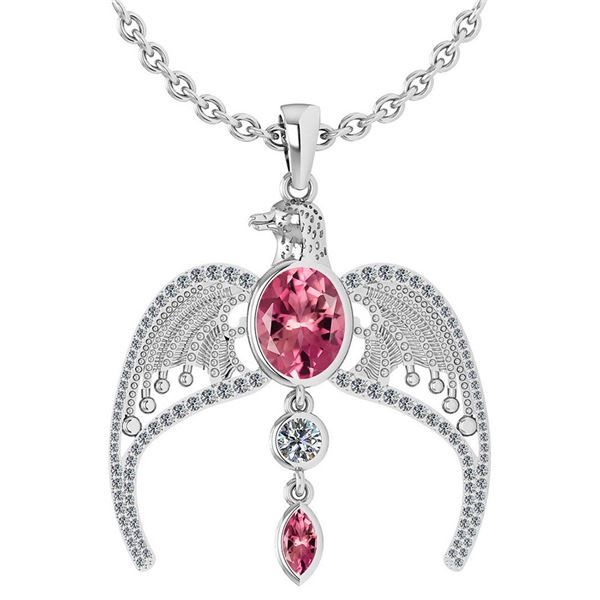 Certified 3.41 Ctw Pink Tourmaline And Diamond Eagle Ne