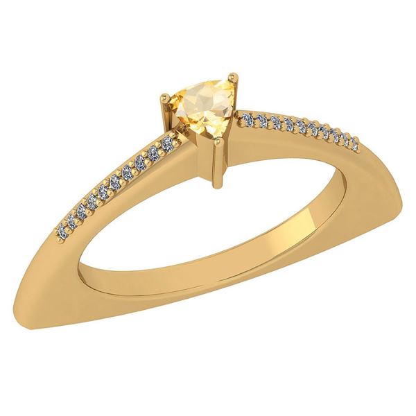 Certified 0.35 Ctw Citrine And Diamond 14k Yellow Gold