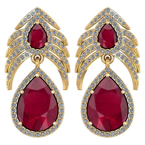 Certified 7.38 Ctw Ruby And Diamond Pear Shape Hangling