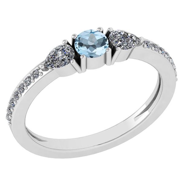 Certified 0.78 Ctw Aquamarine And Diamond 14k White Gol