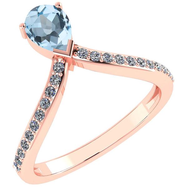 Certified 0.97 Ctw Aquamarine And Diamond 14k Rose Gold