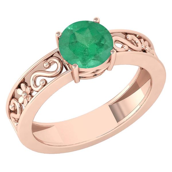 Certified 1.25 Ctw Emerald Solitaire Ring with Filigree