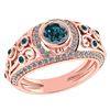 Certified 1.08 Ctw Treated Fancy Blue Diamond And G-H W