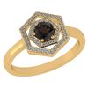 Certified 0.69 Ctw Smoky Quarzt And Diamond 14k Yellow
