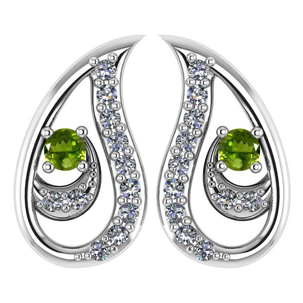 Certified 0.17 Ctw Peridot And Diamond 18k Platinum Gol