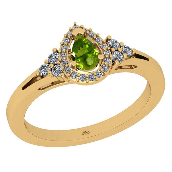 Certified 1.27 Ctw I2/I3 Peridot And Diamond 10K Yellow